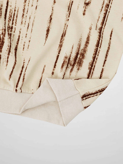 Tie Dye Splash Sweatshirt-Cream/Brown