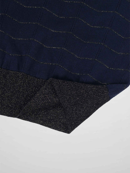 Lurex Striped Sweater-Navy/Black