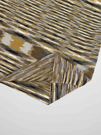 Abstract Stripe Knit Turtleneck-Olive