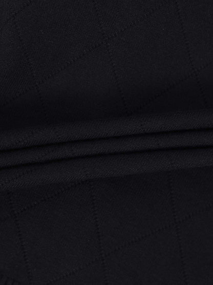 Velvet Detail Pointelle Crew Cardigan-Black/Black