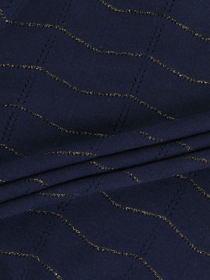 Lurex Striped Sweater-Navy/Black