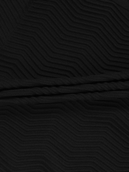 Wave Knit Cardigan-Black