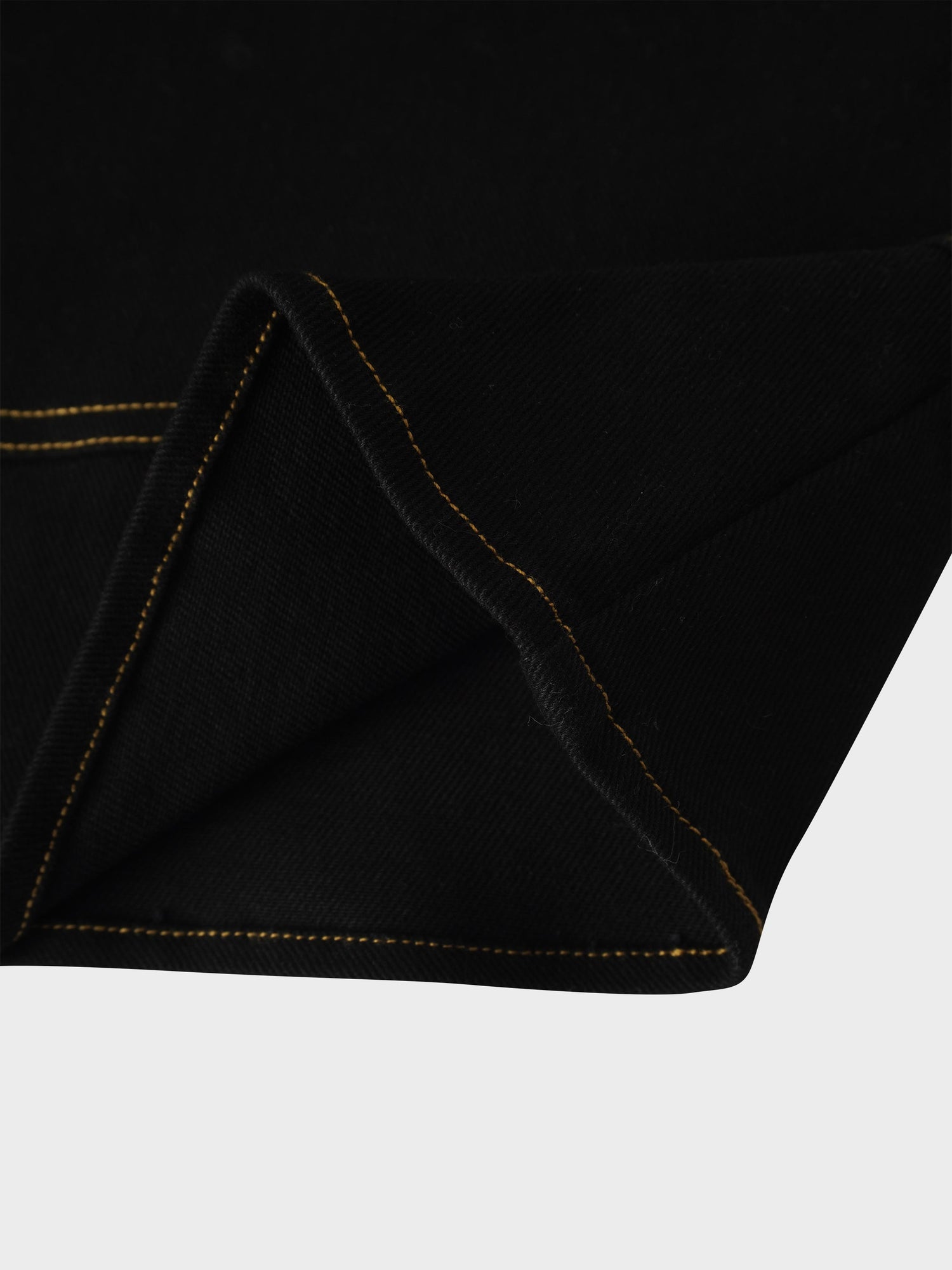 Stitched Tiered Belted Denim Skirt-Black