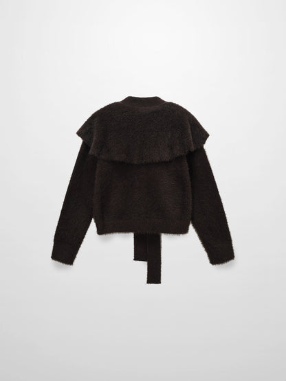 Mohair Shawl Collar Cardigan-Brown