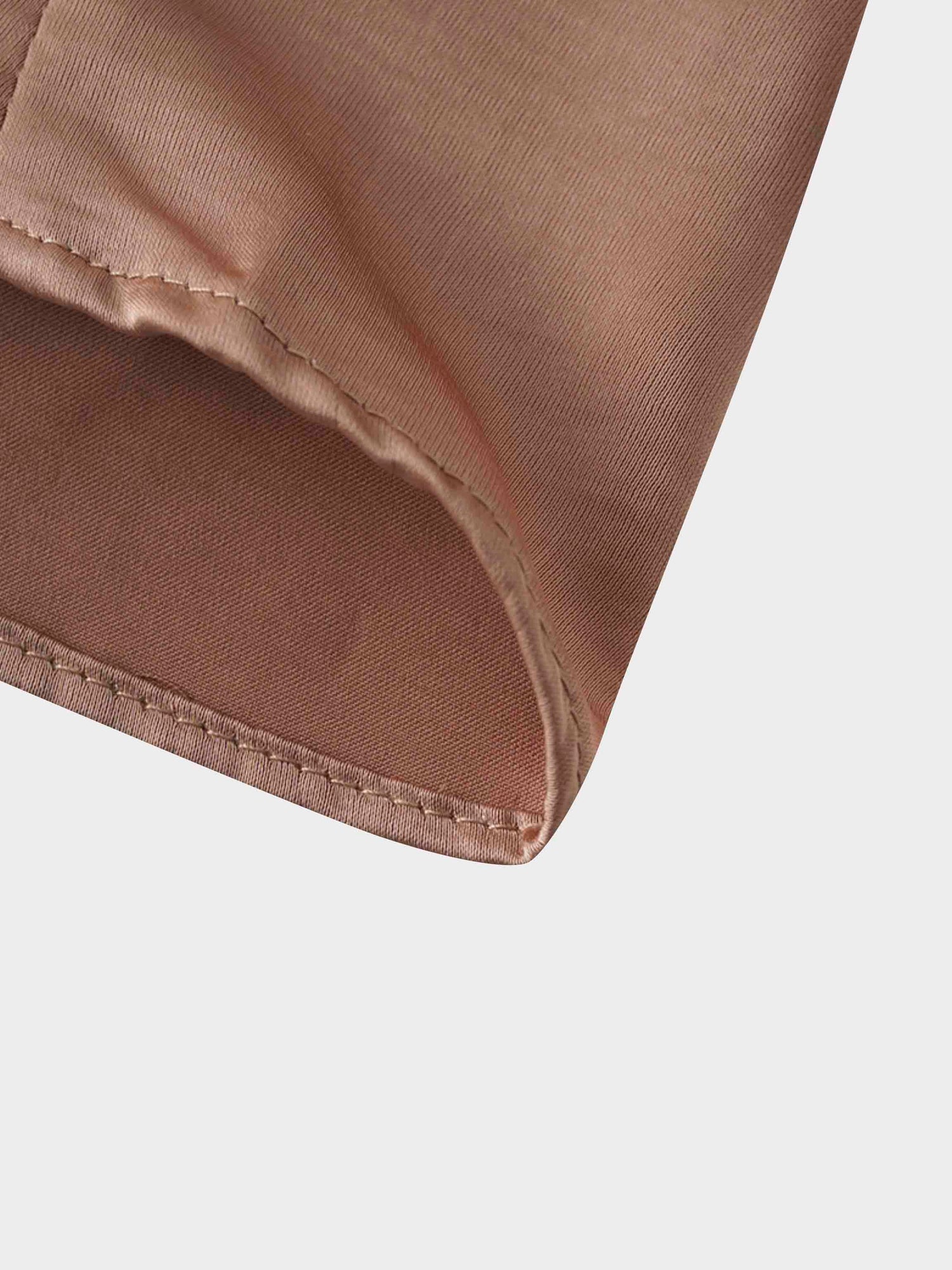 High/Low Faux Satin Crossover Top-Taupe