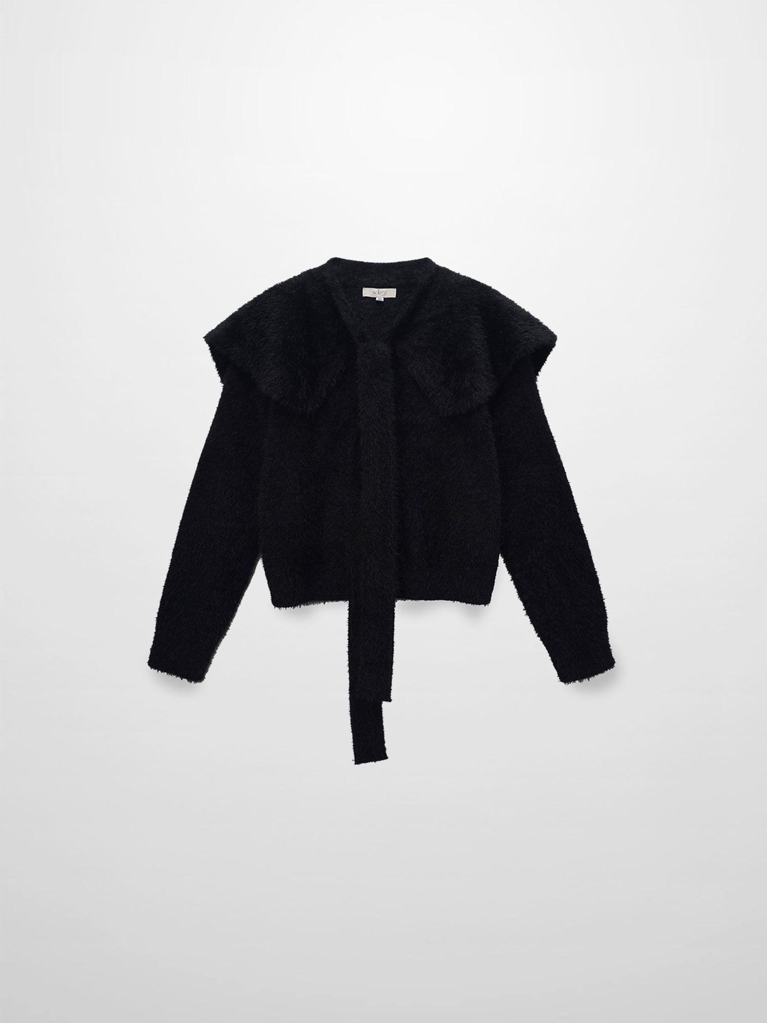 Mohair Shawl Collar Cardigan-Black