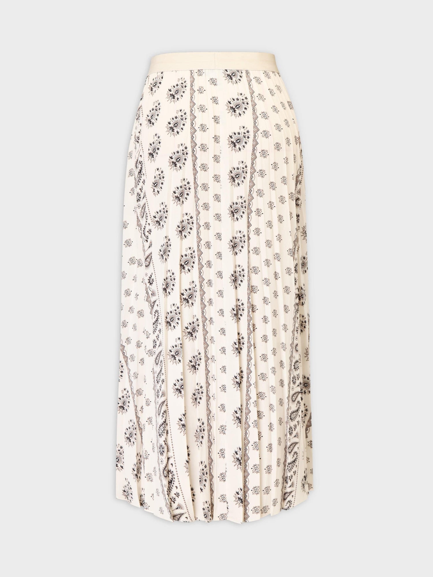 Printed Pleated Skirt 37&quot;-Cream Bandana