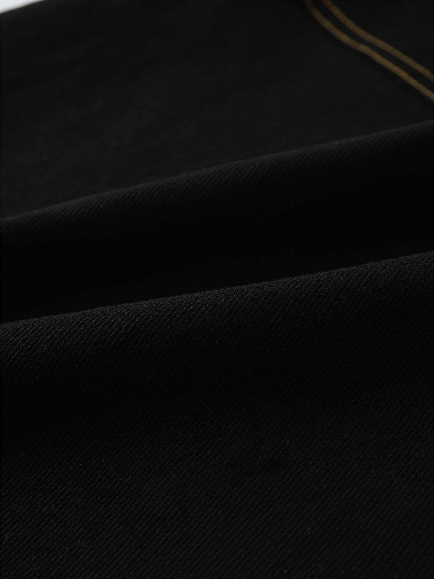 Stitched Tiered Belted Denim Skirt-Black