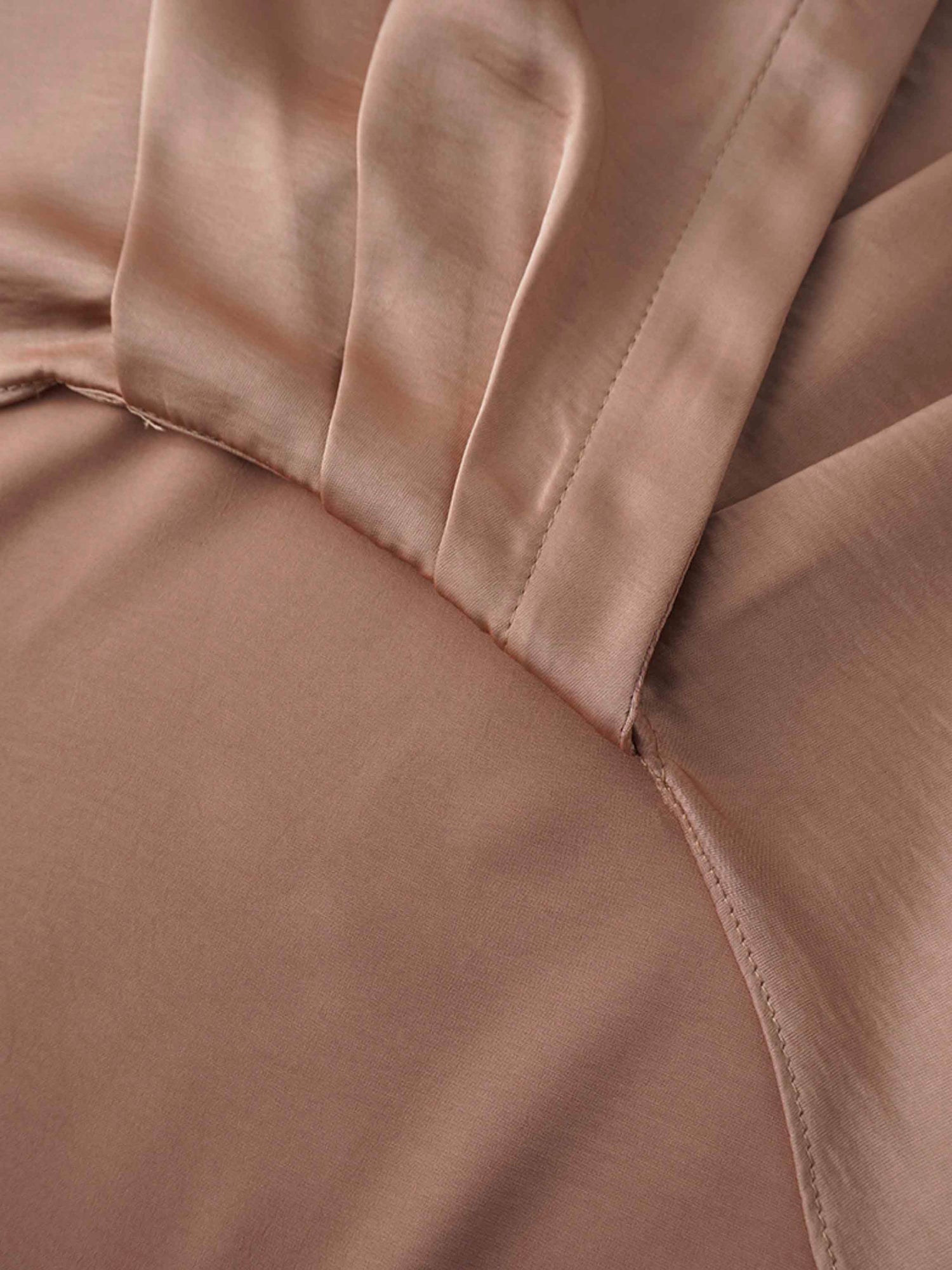High/Low Faux Satin Crossover Top-Taupe