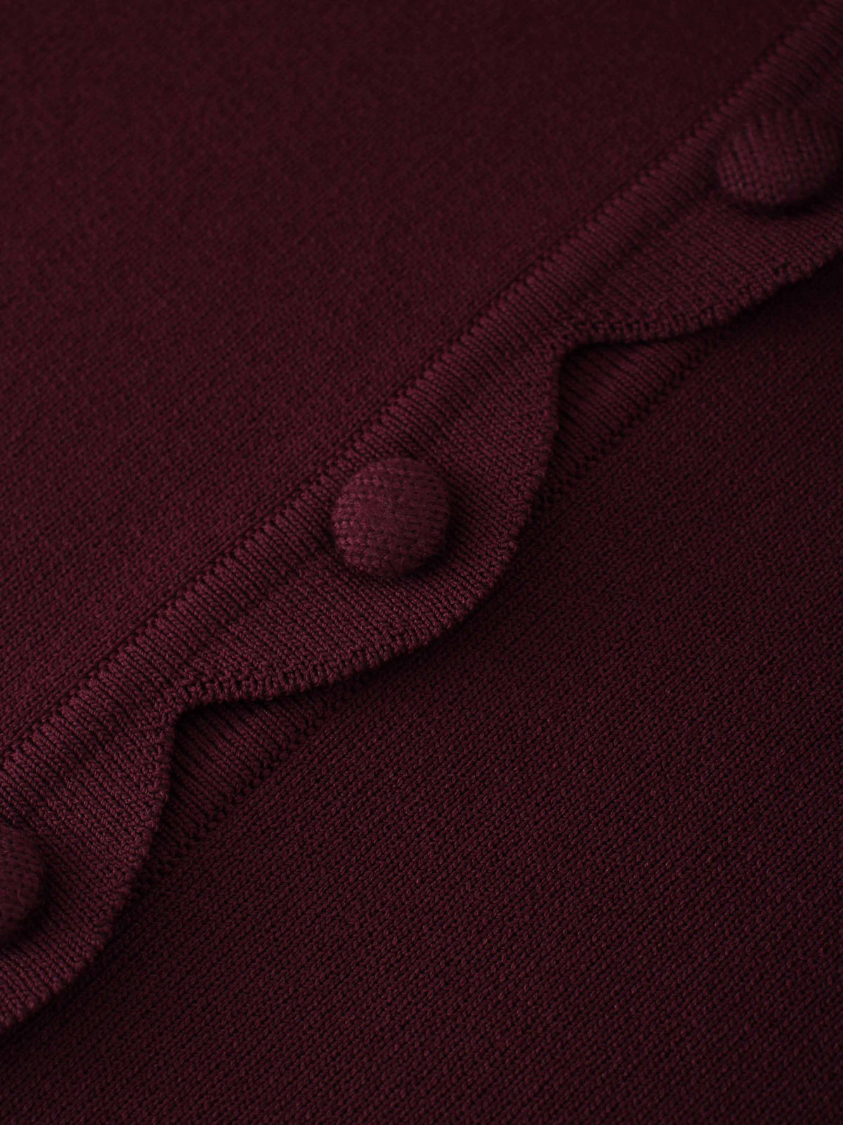 Scallop Edge Crew Cardigan SHORT-Wine