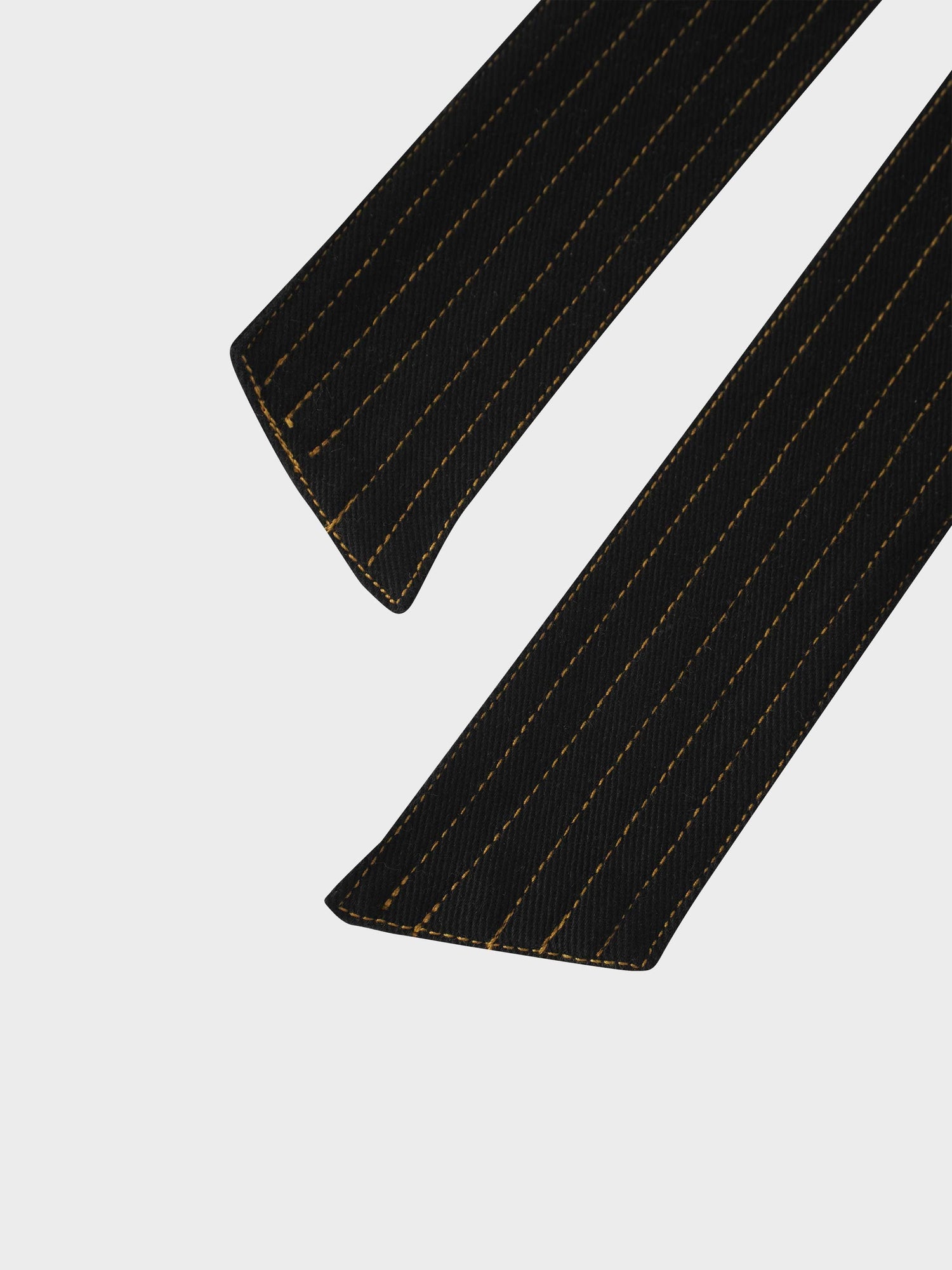 Stitched Tiered Belted Denim Skirt-Black