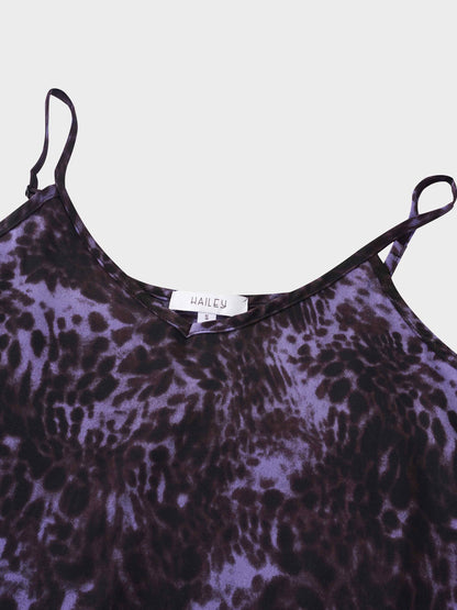 A-Line V Neck Slip Dress-Purple Pebbles