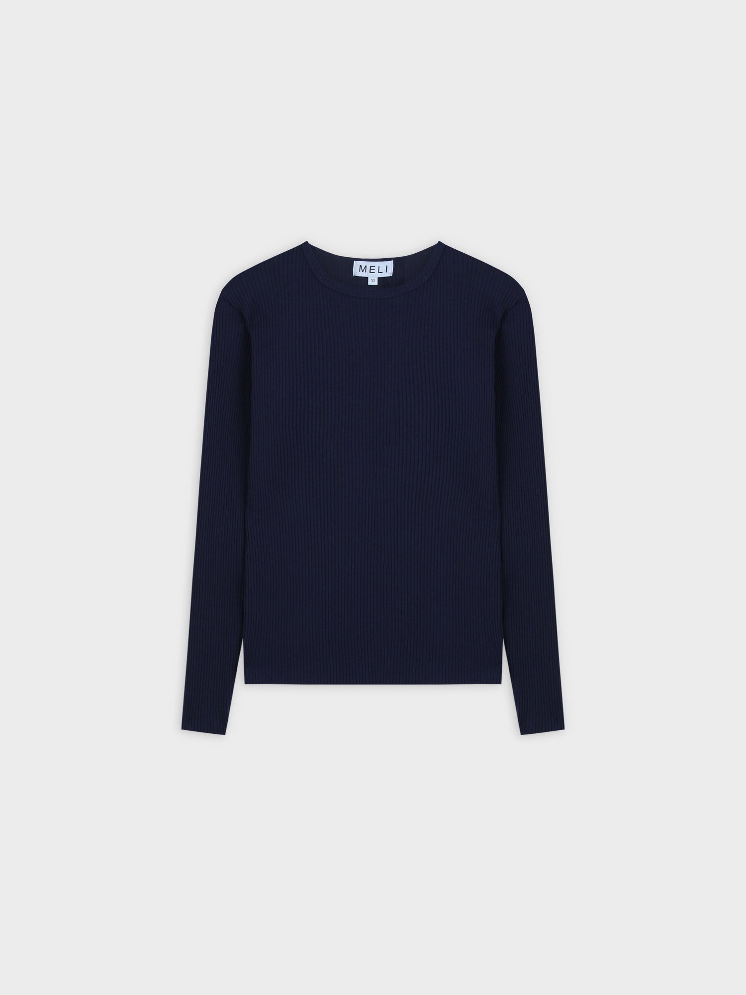 WIDE RIBBED CREW-NAVY