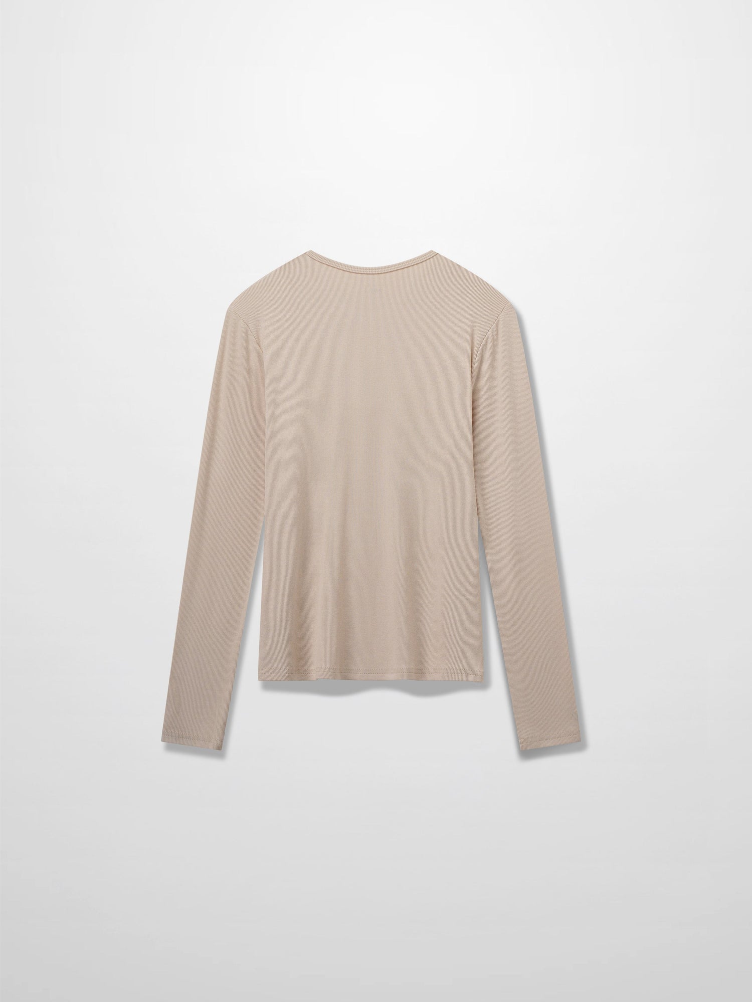 RIBBED HIGH V TEE LS-BEIGE