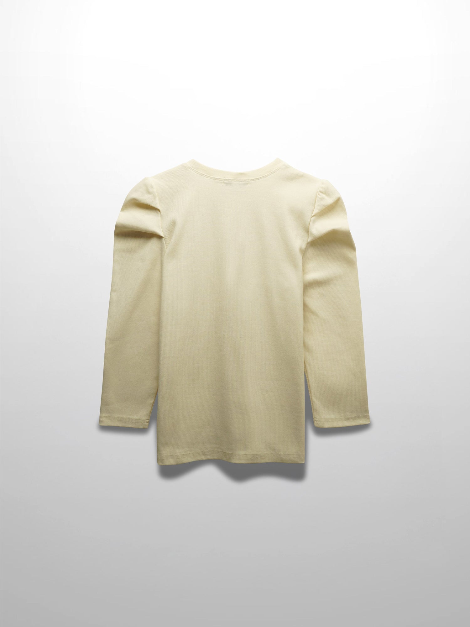 Ribbed Crew Neck Puff Sleeve Top-Ivory
