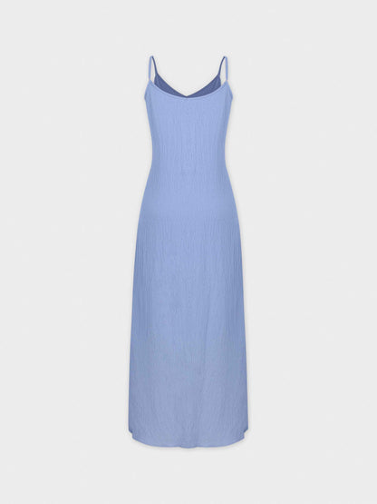 Textured Slip Dress-Denim Blue