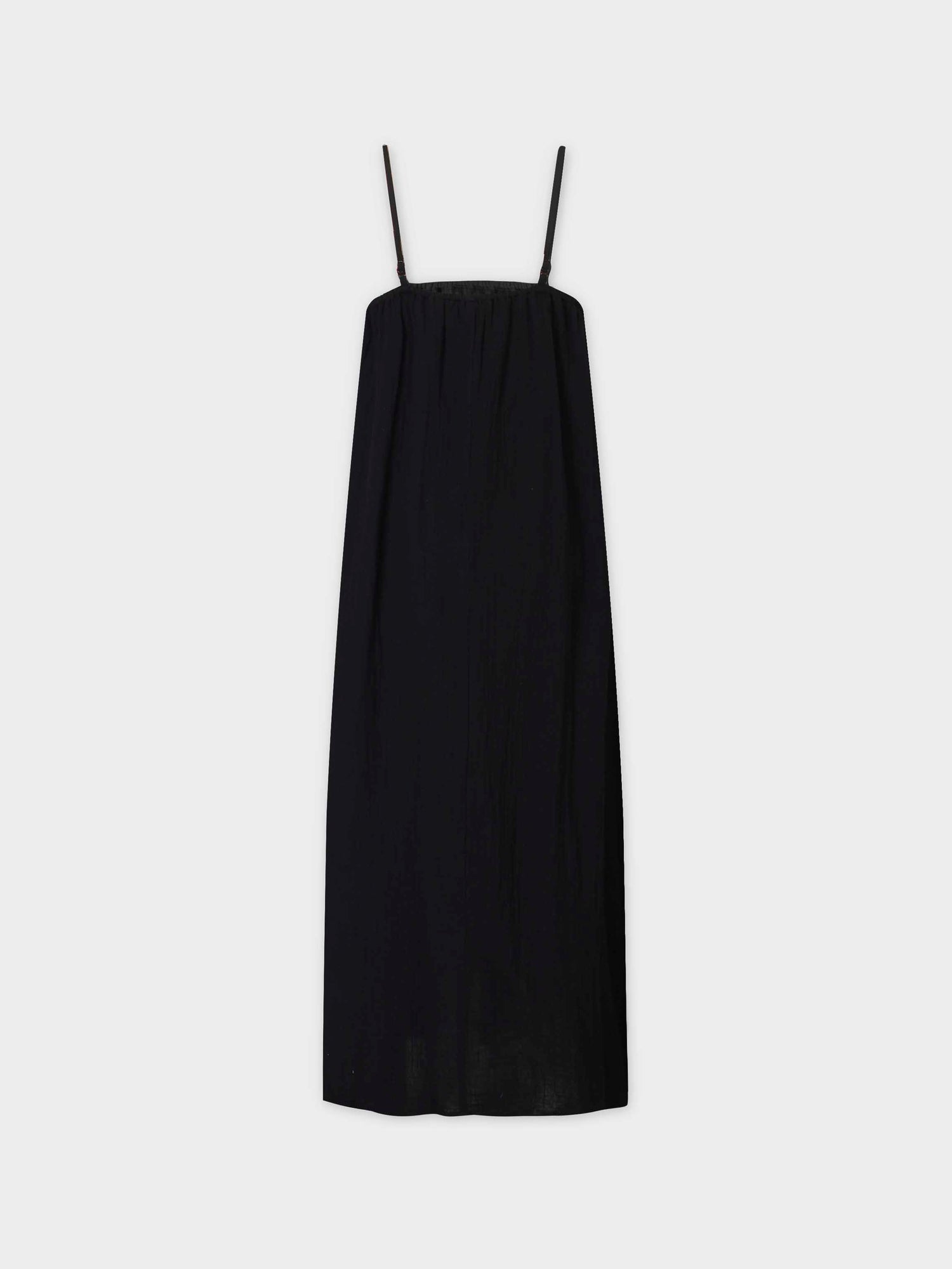 Gauze Slip Dress-Black