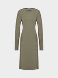 CREW NECK POCKET TEE DRESS 41"-OLIVE