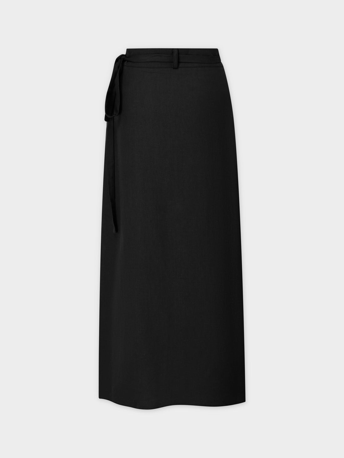 Linen Wrap Skirt-Black