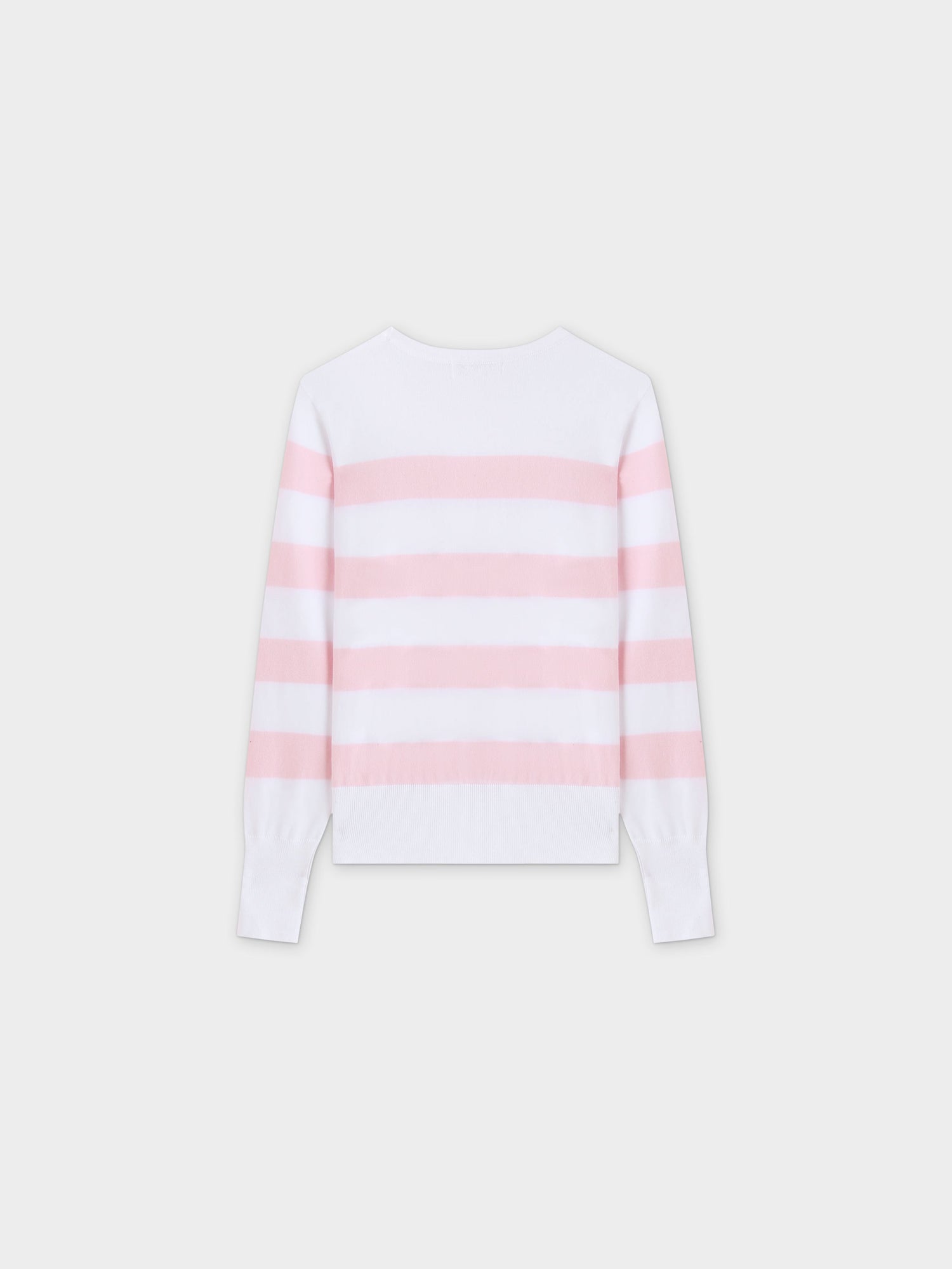 Striped Cotton Sweater-Light Pink