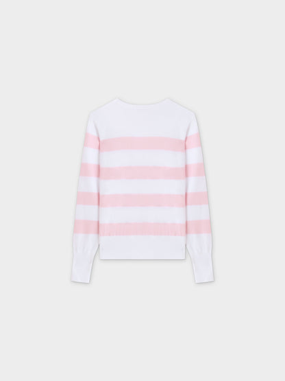 Striped Cotton Sweater-Light Pink