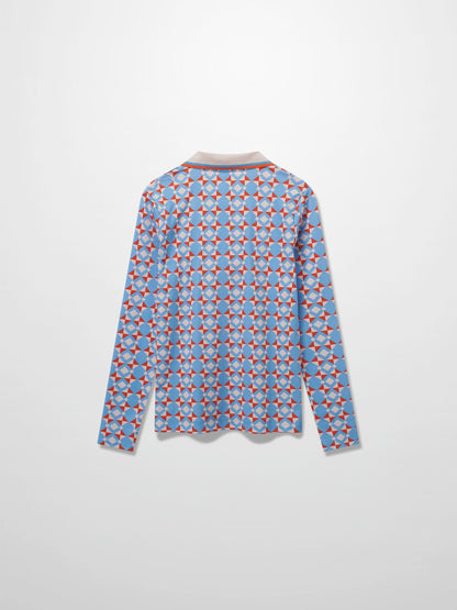 Printed Collar Snap Tee-Kaleidoscope Geo