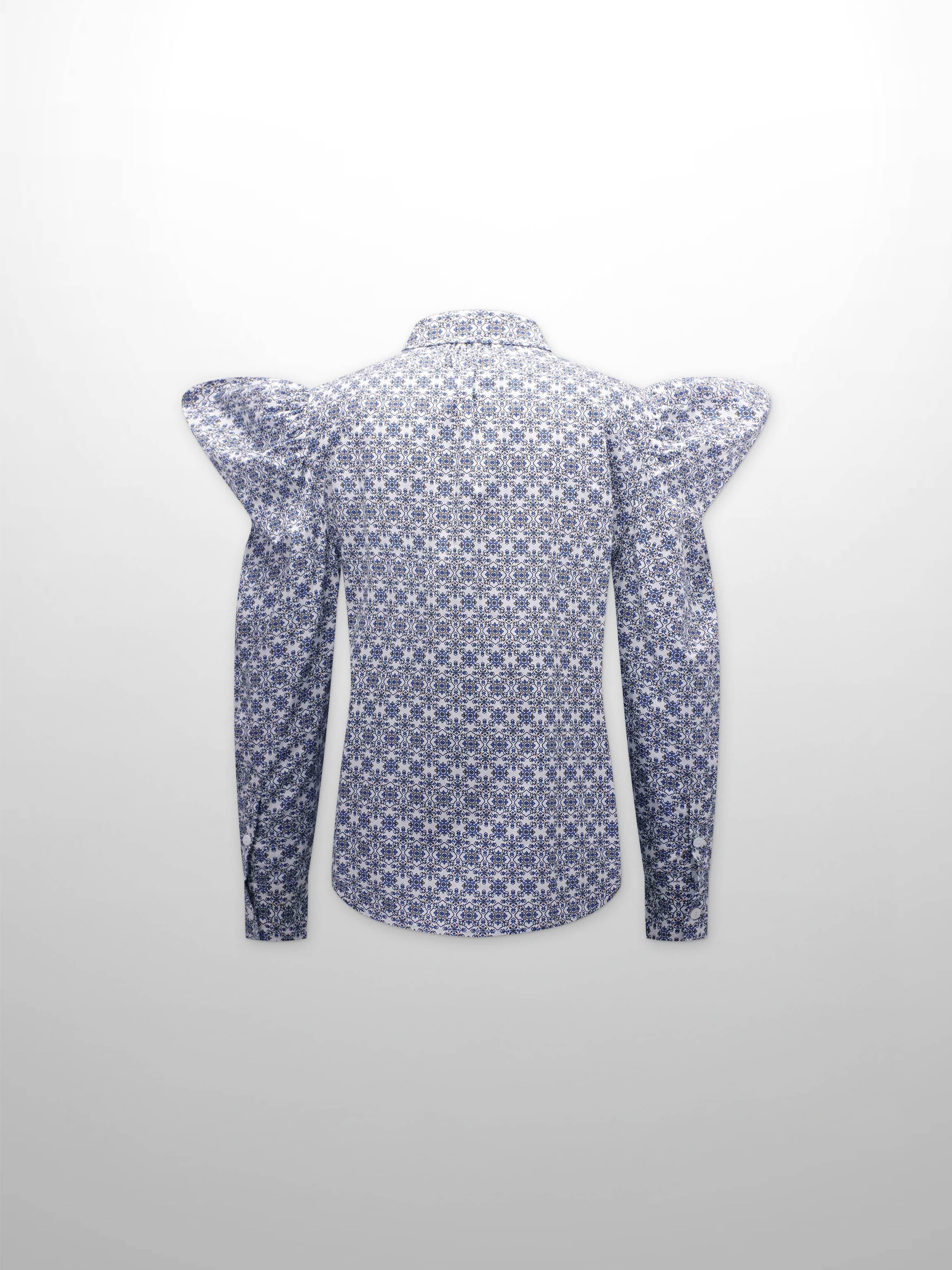 Puff Sleeve Blouse-Grecian Damask