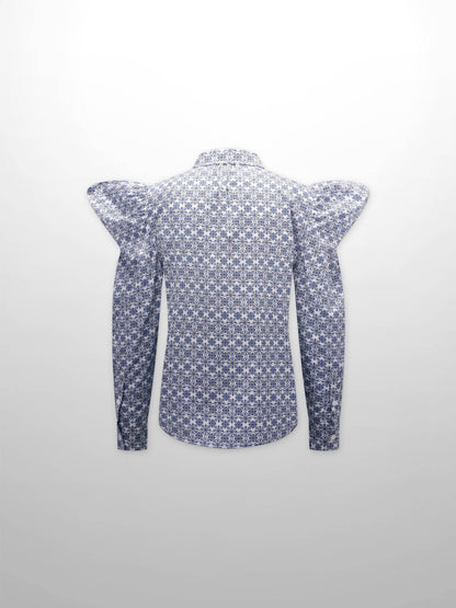 Puff Sleeve Blouse-Grecian Damask