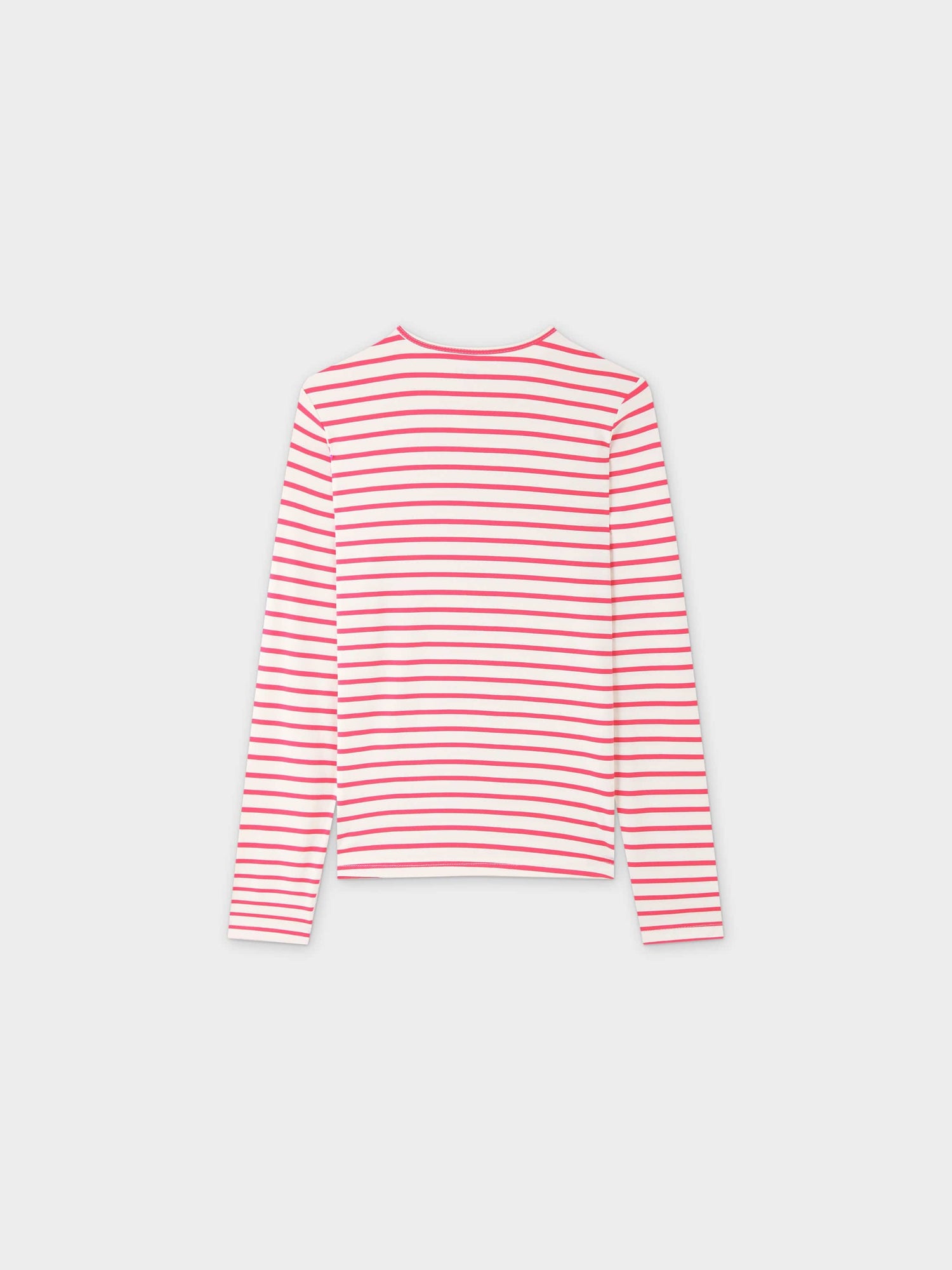 Butter Soft Striped Crew-Hot Pink/White