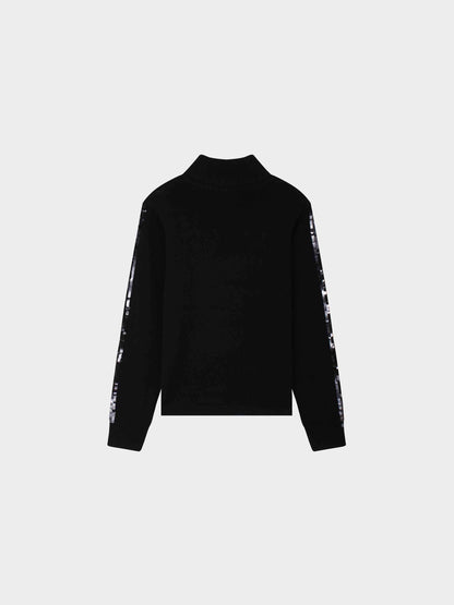 Sequin Trim Sweater-Black