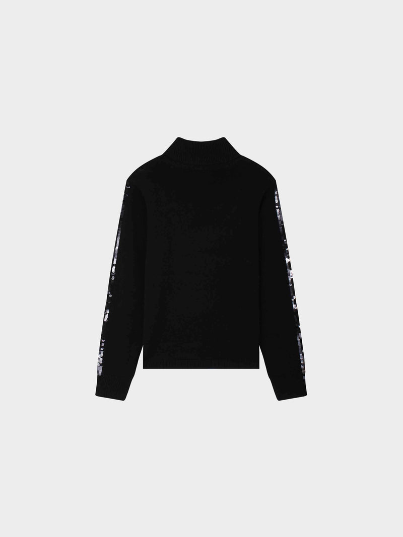 Sequin Trim Sweater-Black