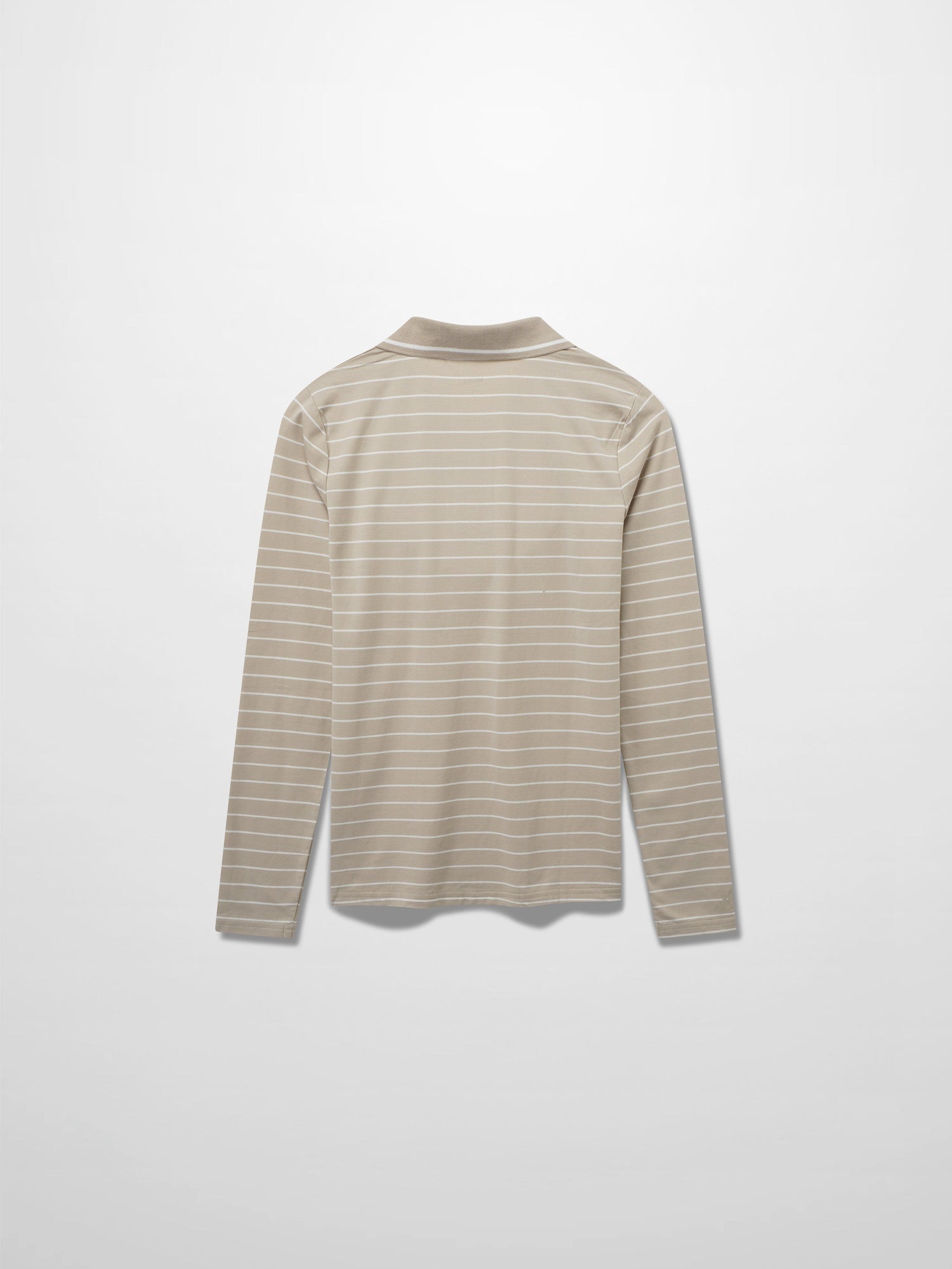 Striped Collar Snap Tee-Tan/White