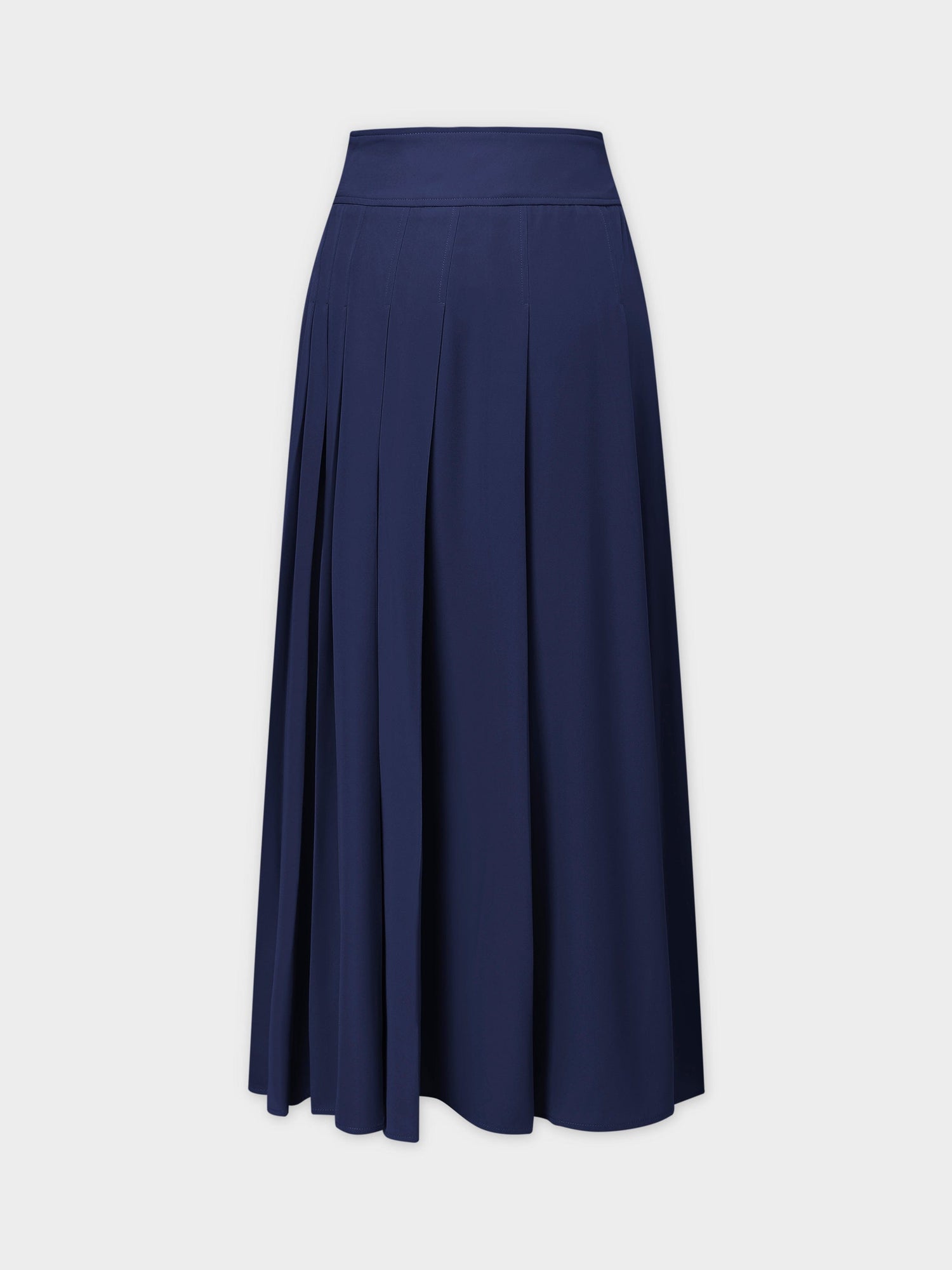 Yoke Pleated Skirt 37"-Navy