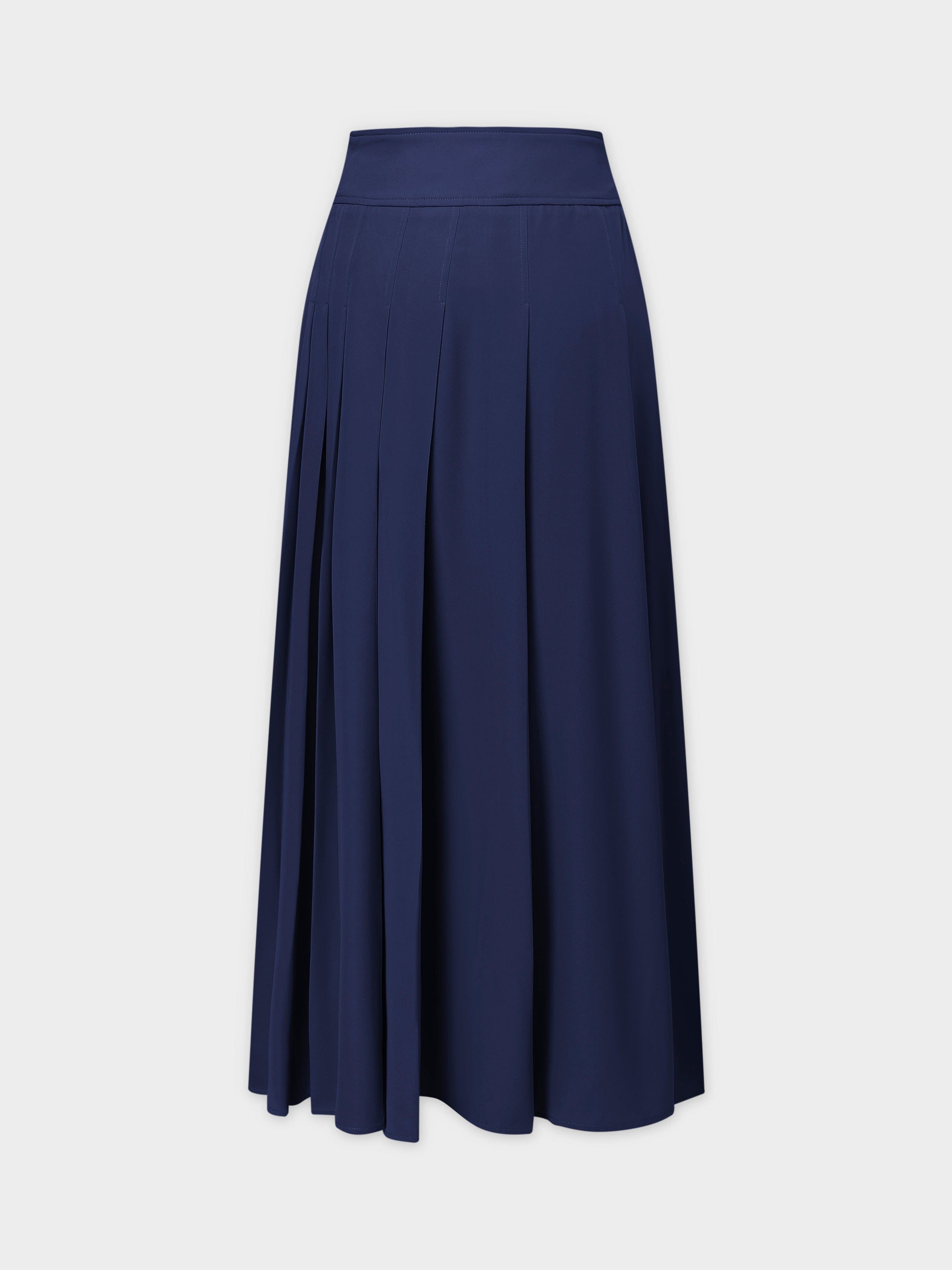 Yoke Pleated Skirt 37"-Navy