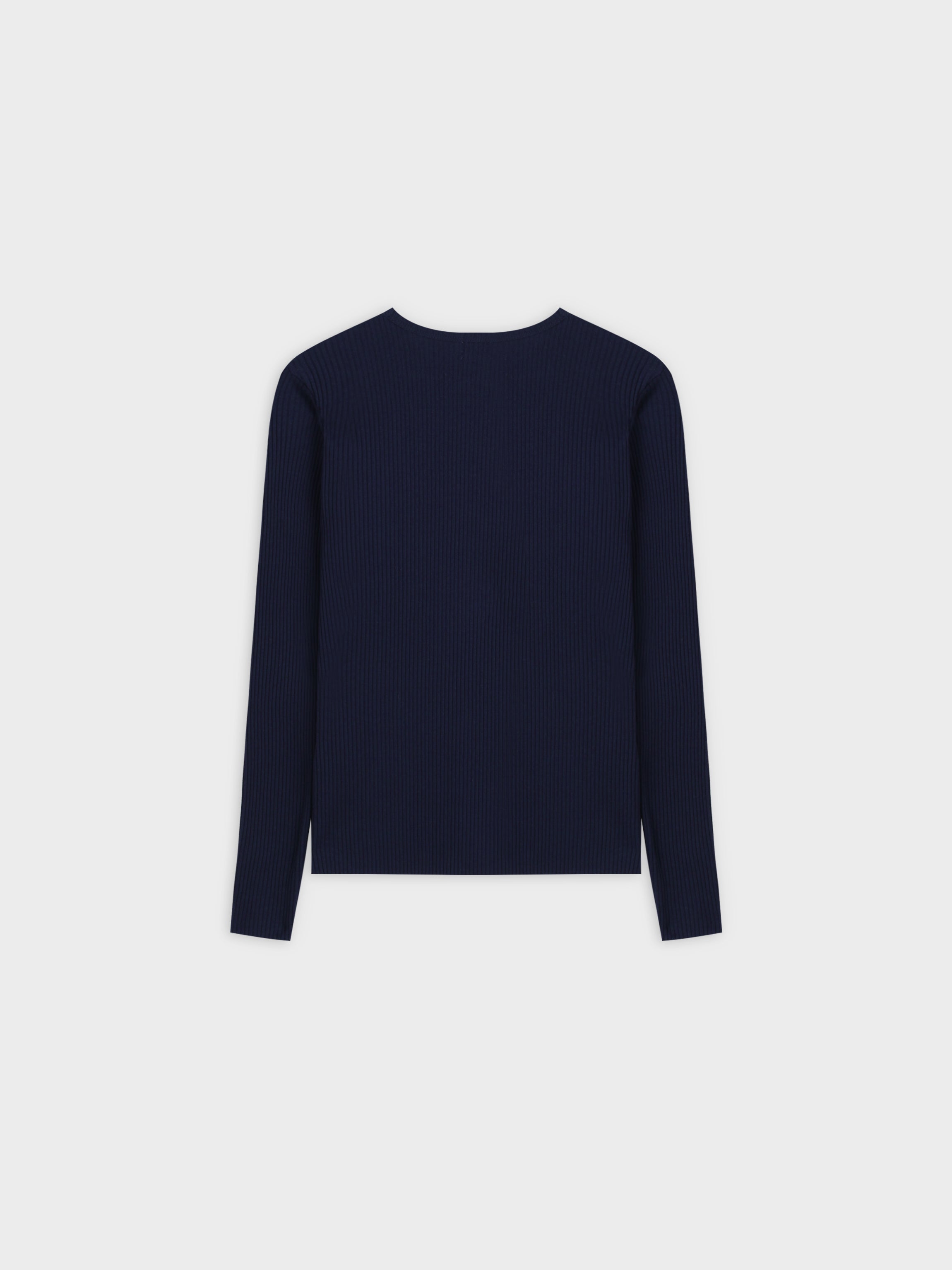 WIDE RIBBED CREW-NAVY