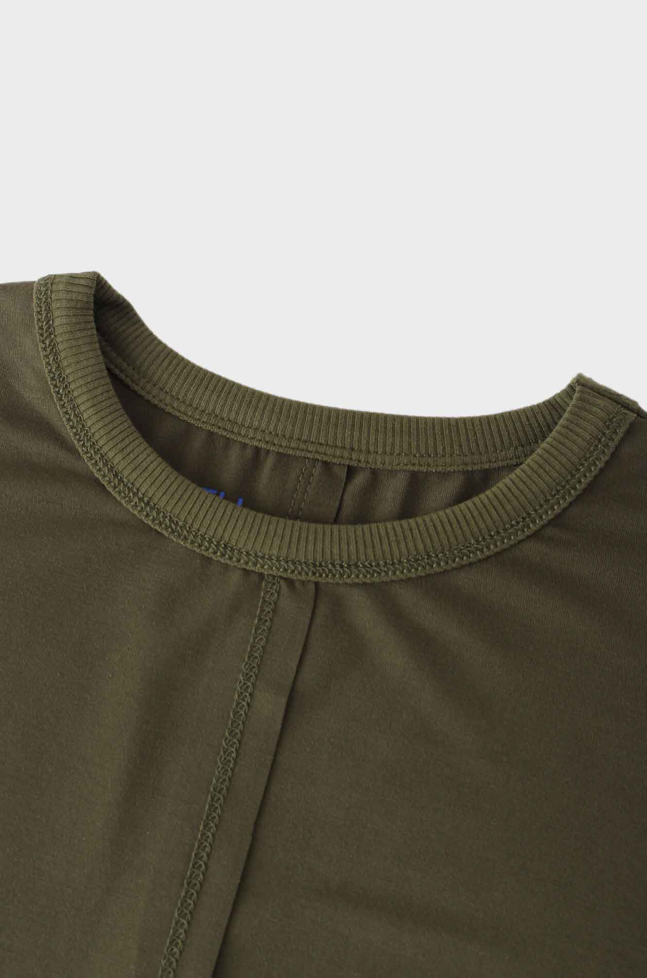 RIBBED BOTTOM T-SHIRT-OLIVE