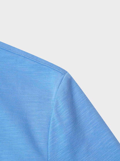 Button Down T-Shirt Blouse-Sky Blue