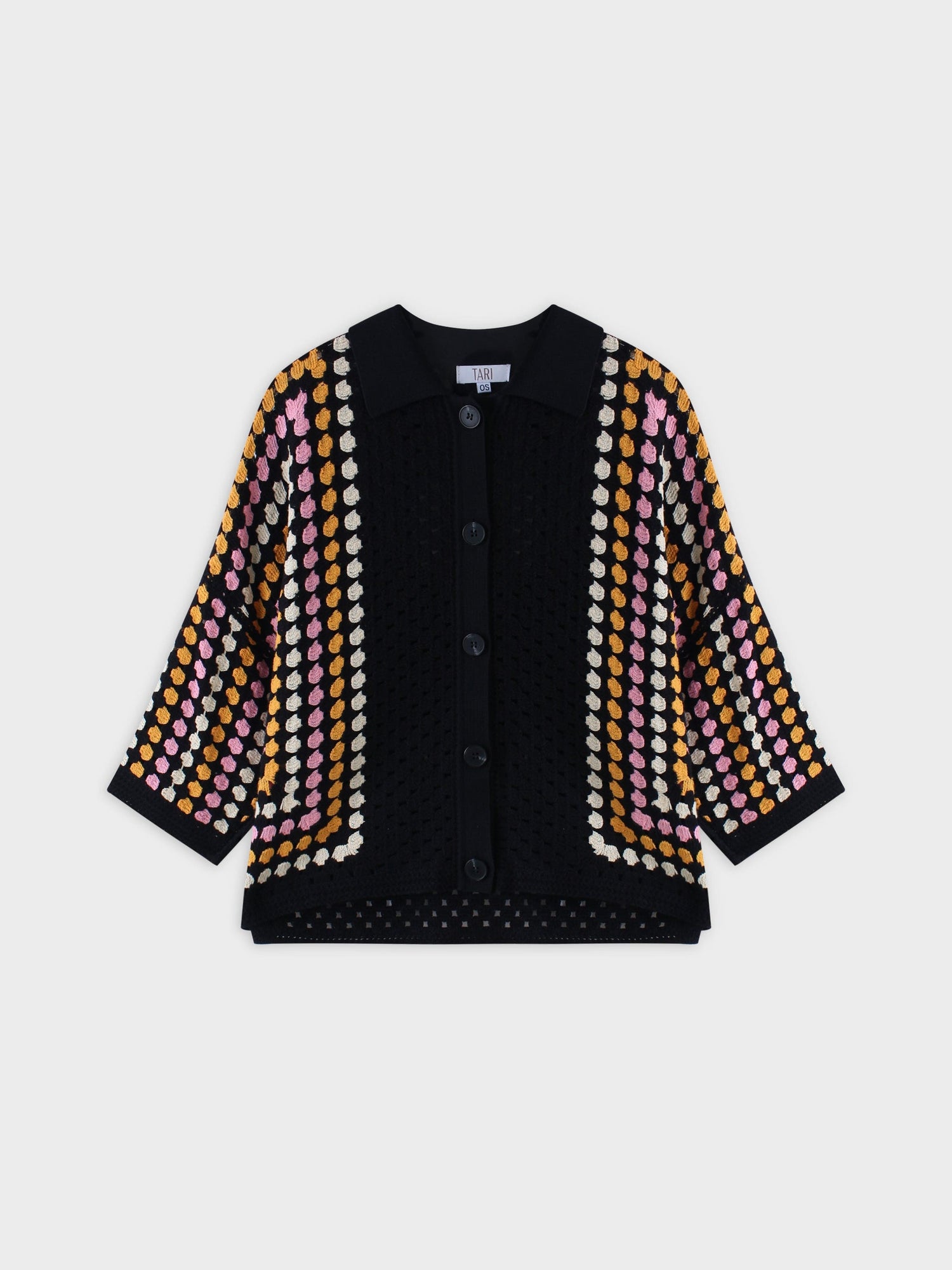 Colored Stripe Crochet Cardigan-Multi Color