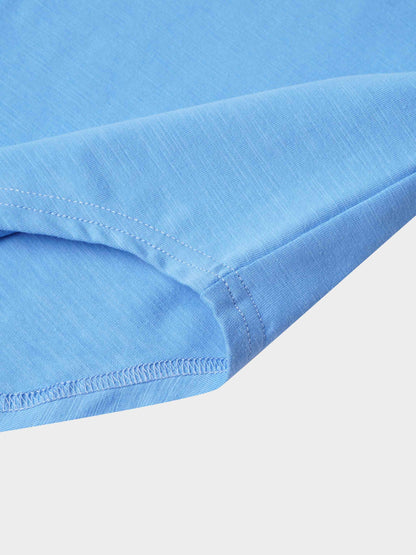 Button Down T-Shirt Blouse-Sky Blue