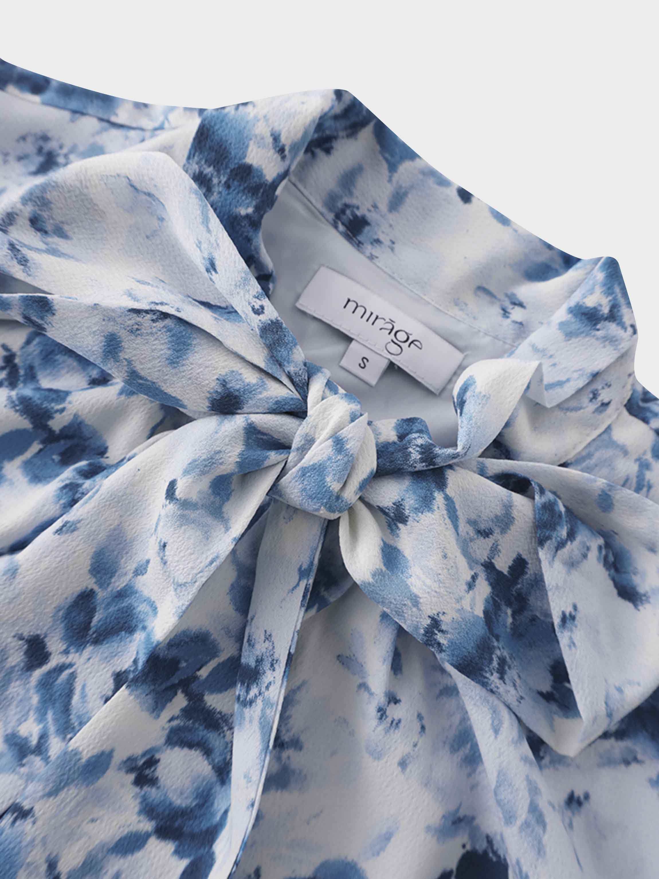 Tie Front Shirtdress-Light Blue Floral