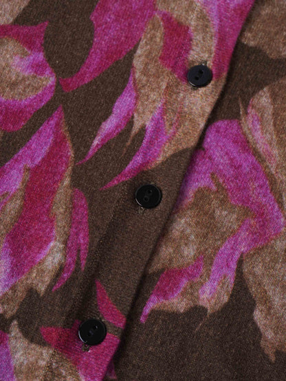 Printed Cardigan-Brown/Pink Floral