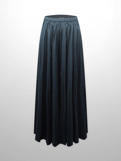 Micro Pleat Elastic Waist Skirt-Navy