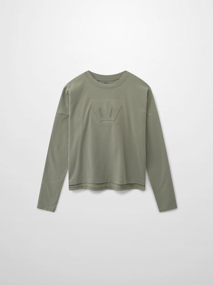 Crown Embossed T-Shirt-Sage