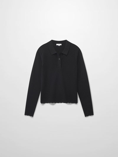 Scallop Edge Collar Sweater-Black