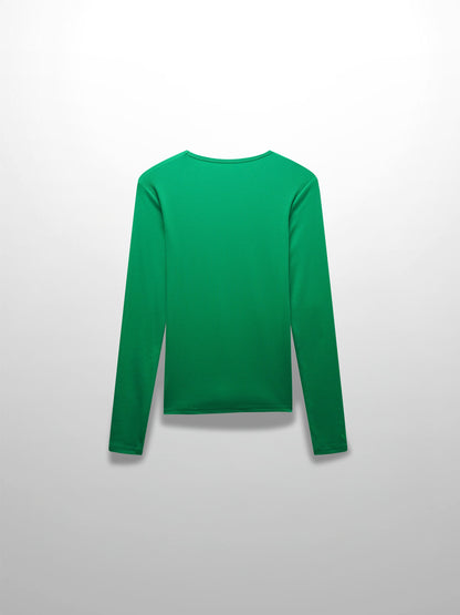 RIBBED HIGH V TEE LS-KELLEY GREEN