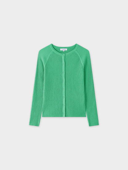 Ribbed Knit Cardigan-Kelly Green