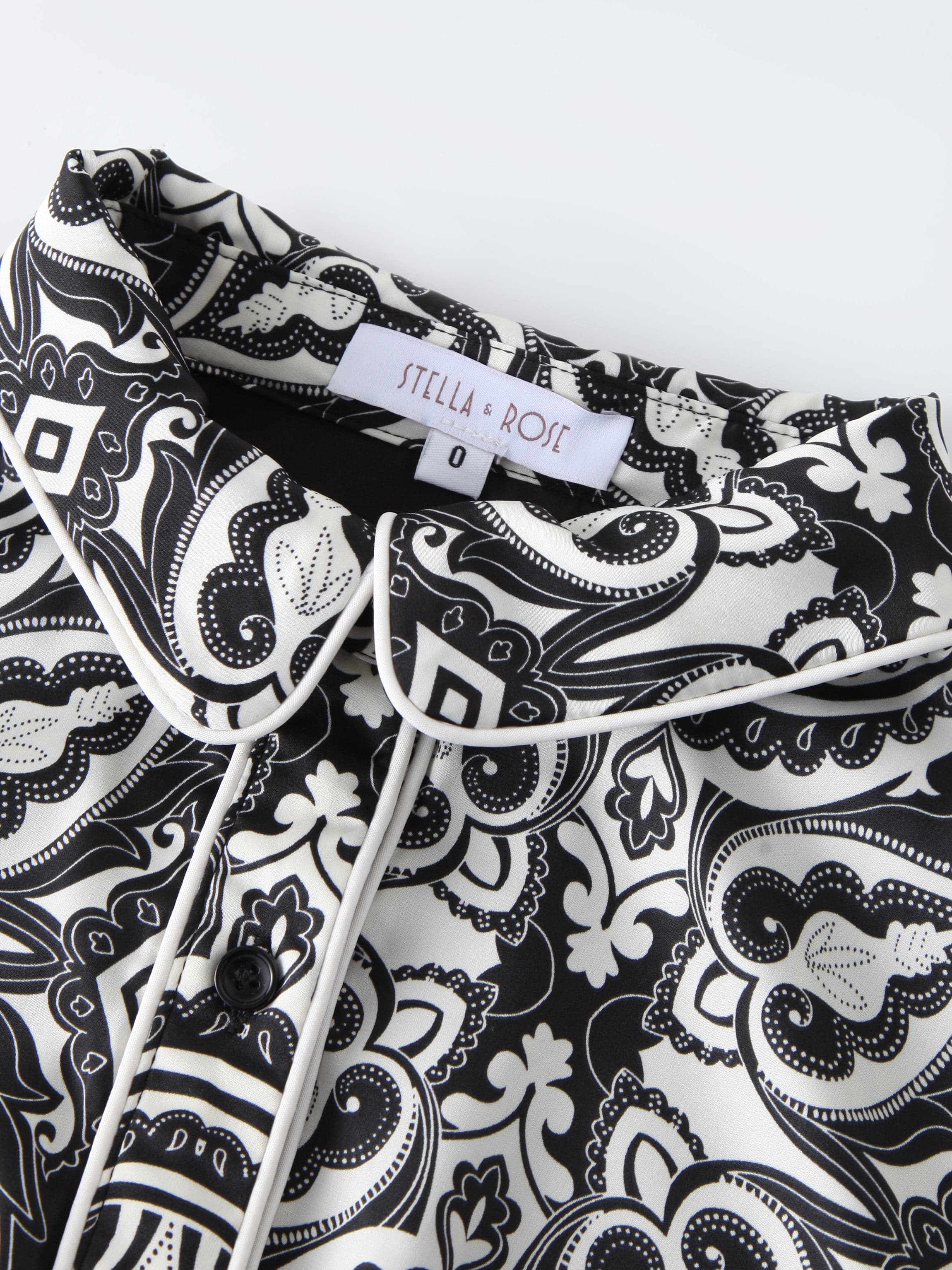 Piped Blouse-B/W Paisley