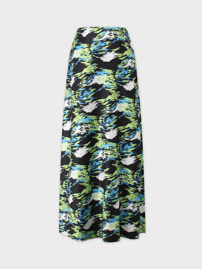 Printed Satin Slip Skirt-Ice Fire