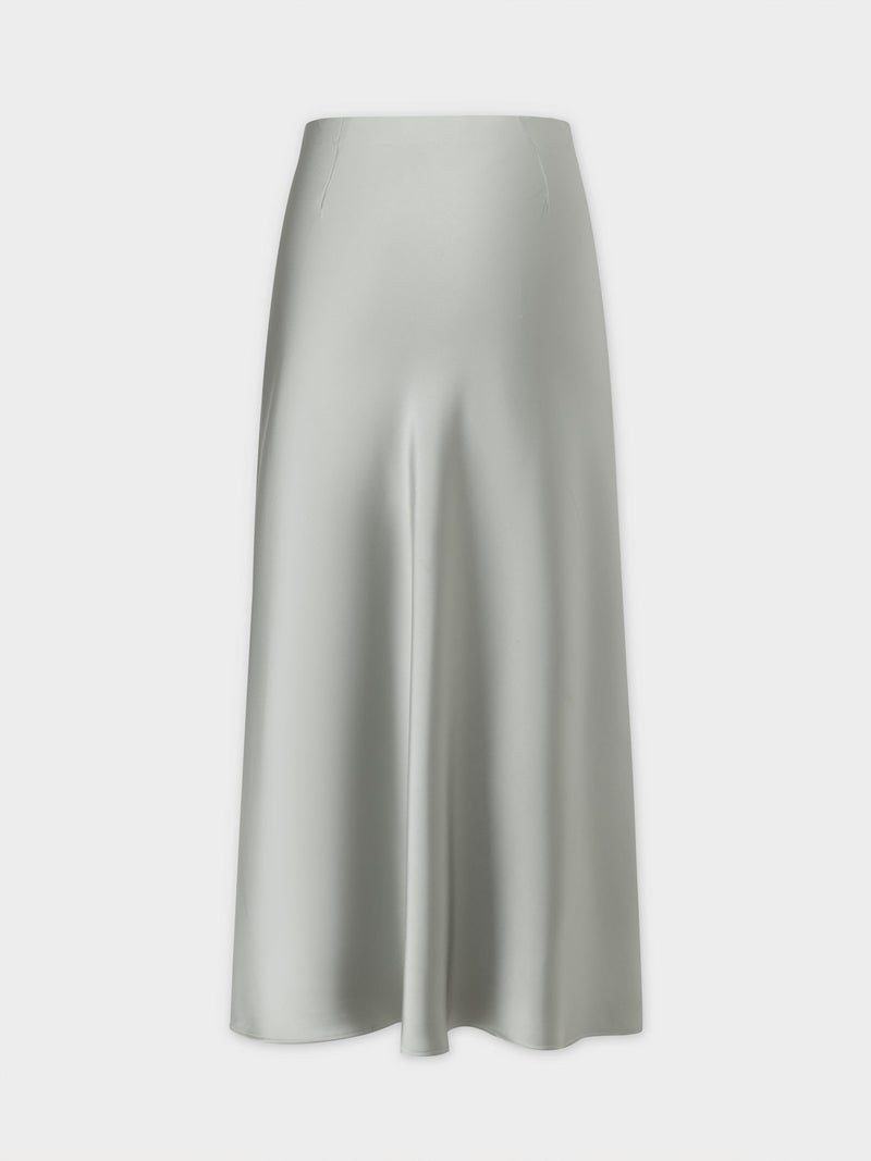 Solid Satin Slip Skirt-Sage