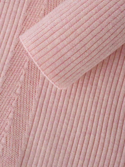Center Design Sweater-Heathered Pink